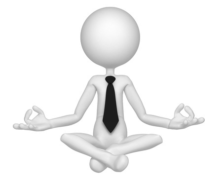 10711530 - relaxed businessman meditating in lotus position. isolated